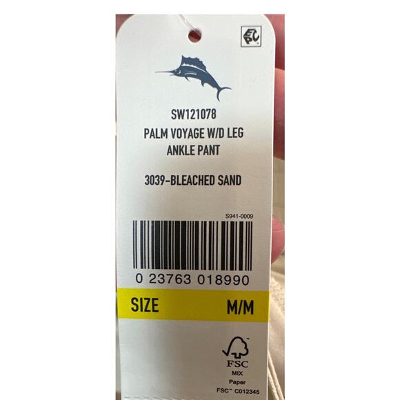 Tommy Bahama Palm Voyage Wide-Leg Pants Bleached Sand Size Medium New with tag - Picture 5 of 5